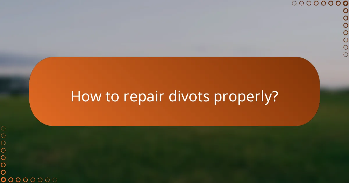How to repair divots properly?