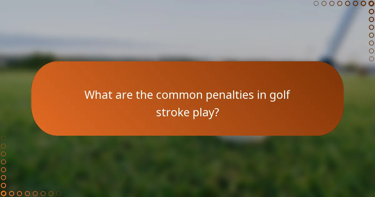 What are the common penalties in golf stroke play?